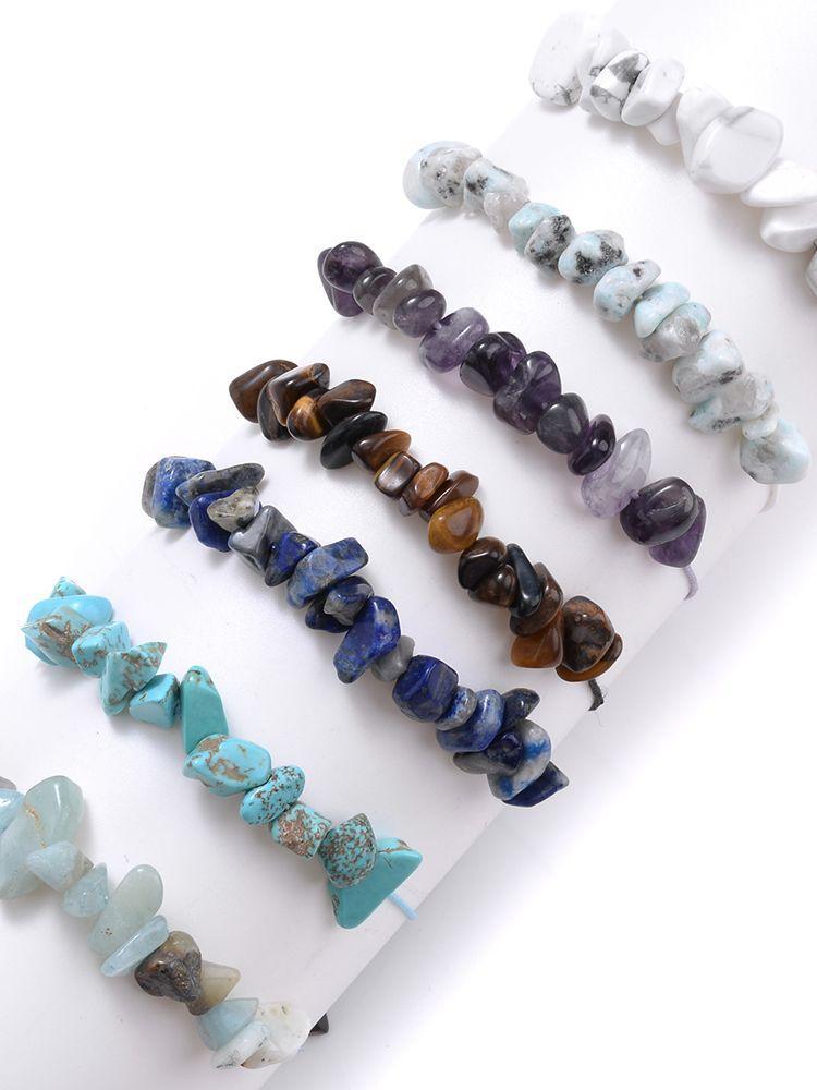 Irregular Natural Stone Crystal Beads Stretch Bracelet