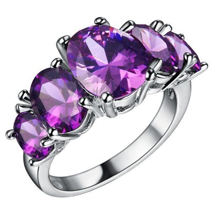 Luxury Stones Women Jewelry Purple Zircon Rings