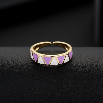 Personalized colour Oil Dripping Geometric Opening Ring