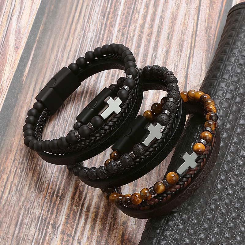 Geometric Gem Metal Patchwork Men Bracelets