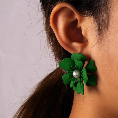 New Creative Fashion Solid colour Flower Earrings