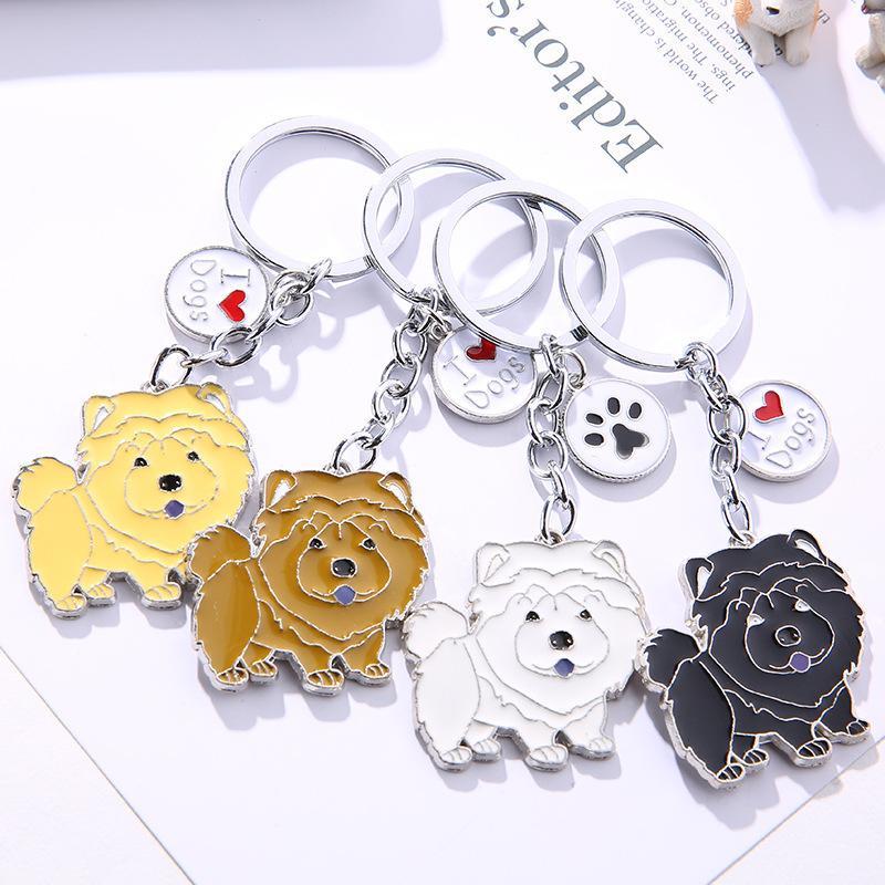 Multicolour Pet Dog Painted Zinc Alloy Keychain