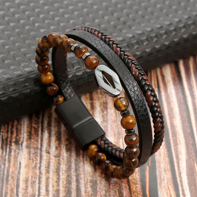 Geometric Gem Metal Patchwork Men'S Bracelets