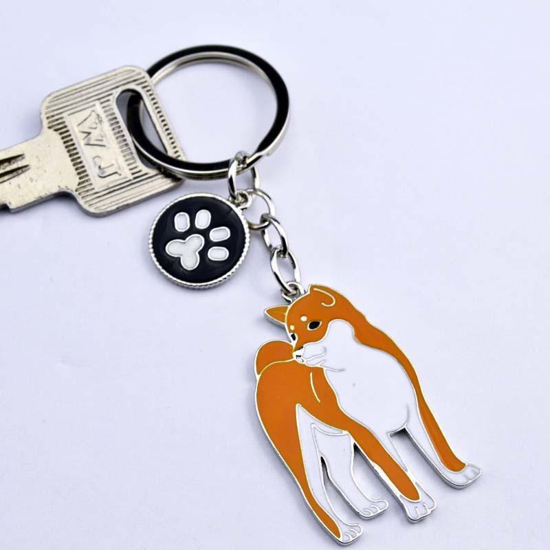 Pet Dog Painted Zinc Alloy Keychain