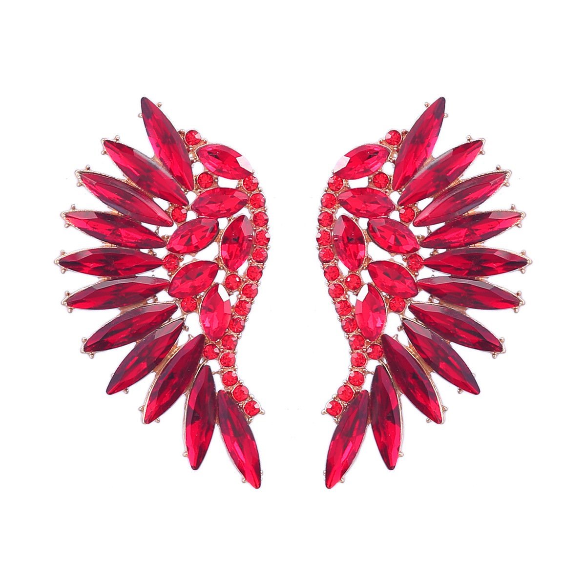 Women's Colorful Rhinestone Fan-shaped Wing Earrings