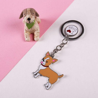 Pet Dog Painted Zinc Alloy Keychain