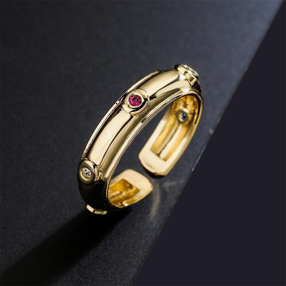 Vintage Gold Color Zircon Geometric Open Ring