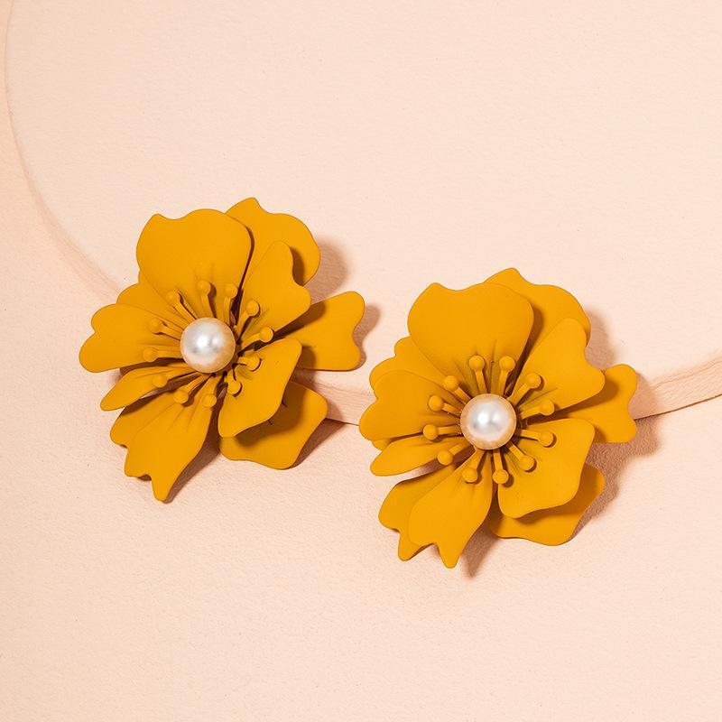 New Creative Fashion Solid colour Flower Earrings