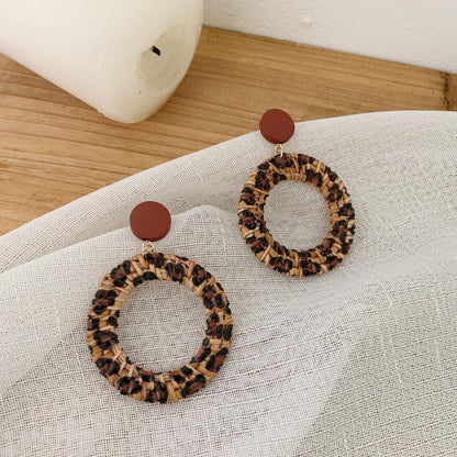 Leopard Print Fashion Hand Woven Earrings