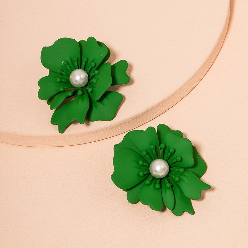 New Creative Fashion Solid colour Flower Earrings