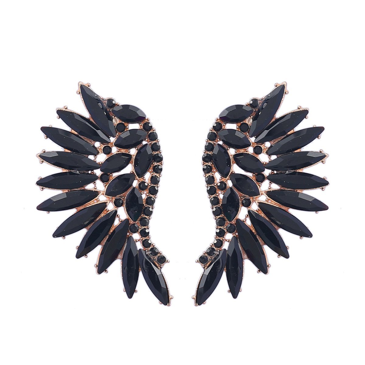 Women's Colorful Rhinestone Fan-shaped Wing Earrings