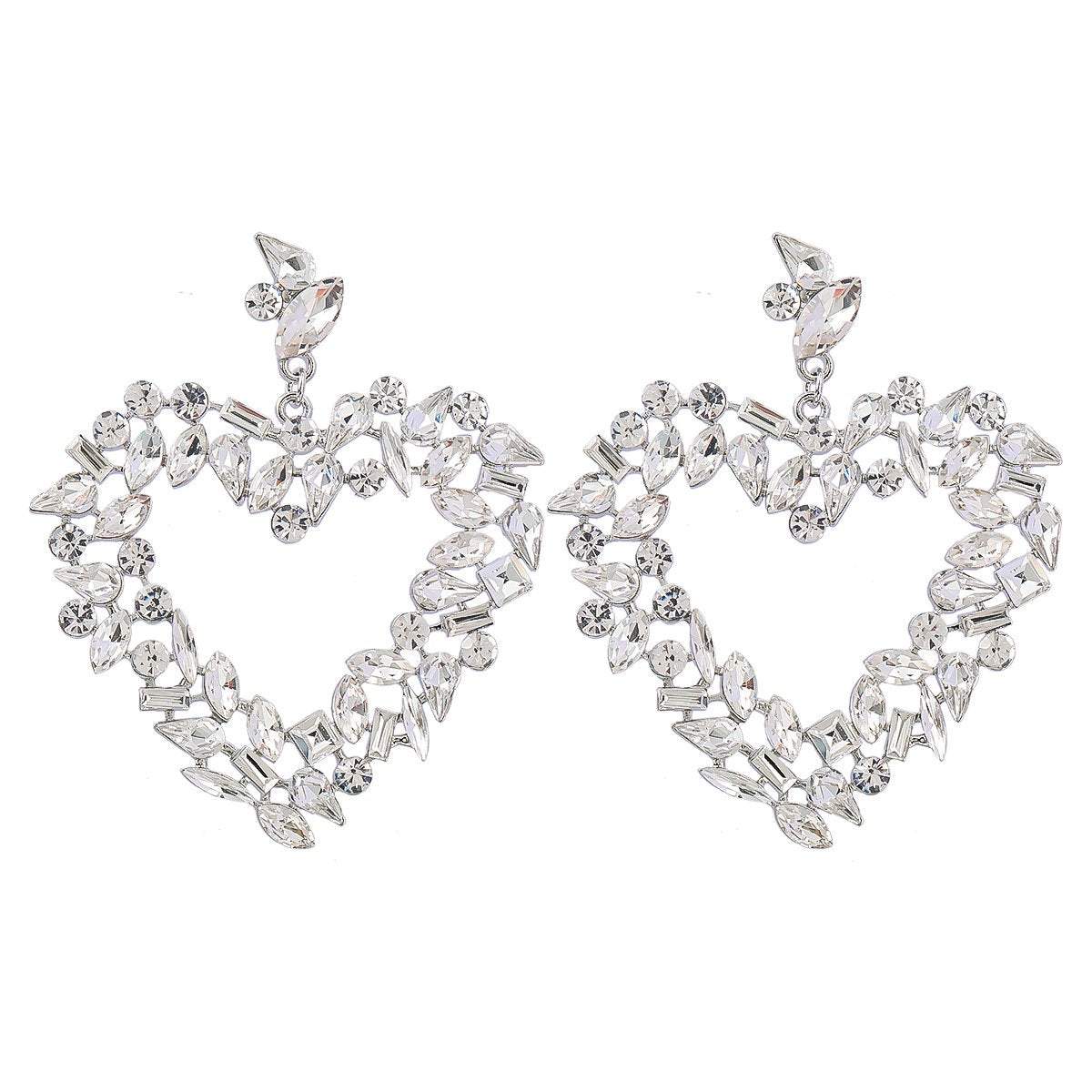 Flower Alloy Love Rhinestone Earrings Female