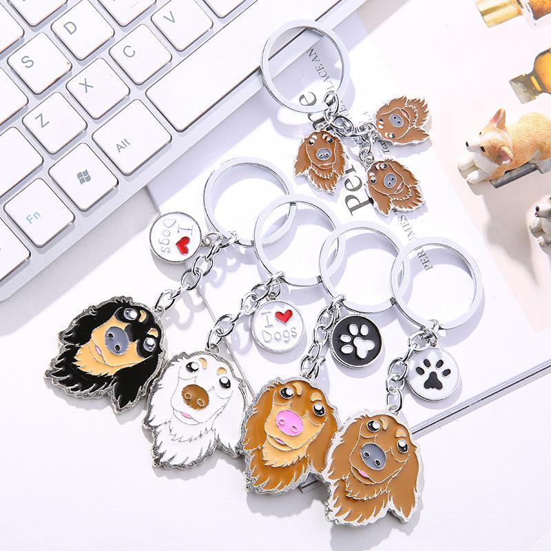 Multicolour Pet Dog Painted Zinc Alloy Keychain