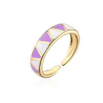 Personalized colour Oil Dripping Geometric Opening Ring