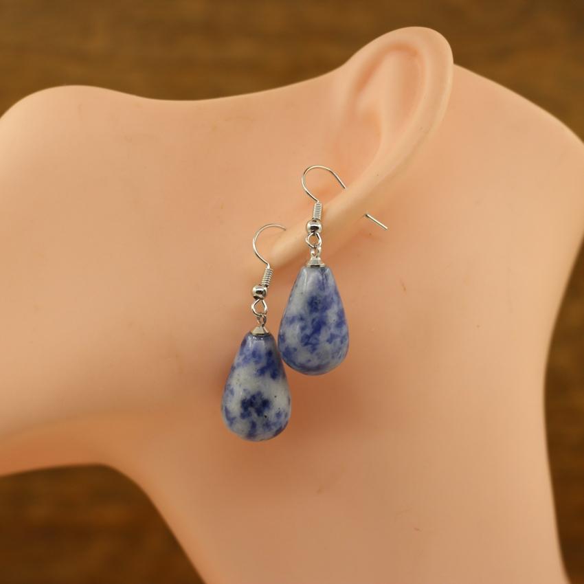 Natural Stone Quartz Tear Water Drop Hook Earring