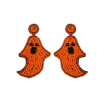 Handmade Woven Ghost Halloween Earrings