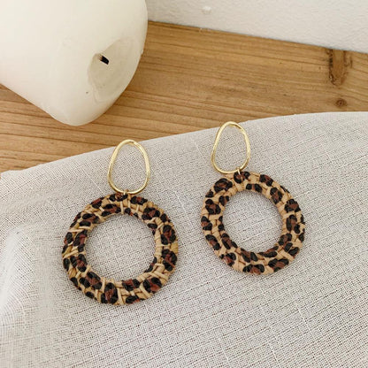 Leopard Print Fashion Hand Woven Earrings