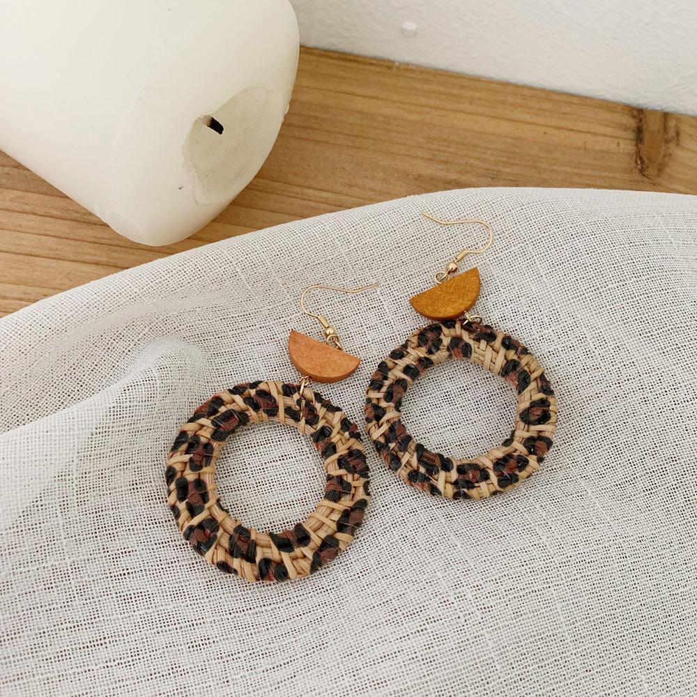 Leopard Print Fashion Hand Woven Earrings