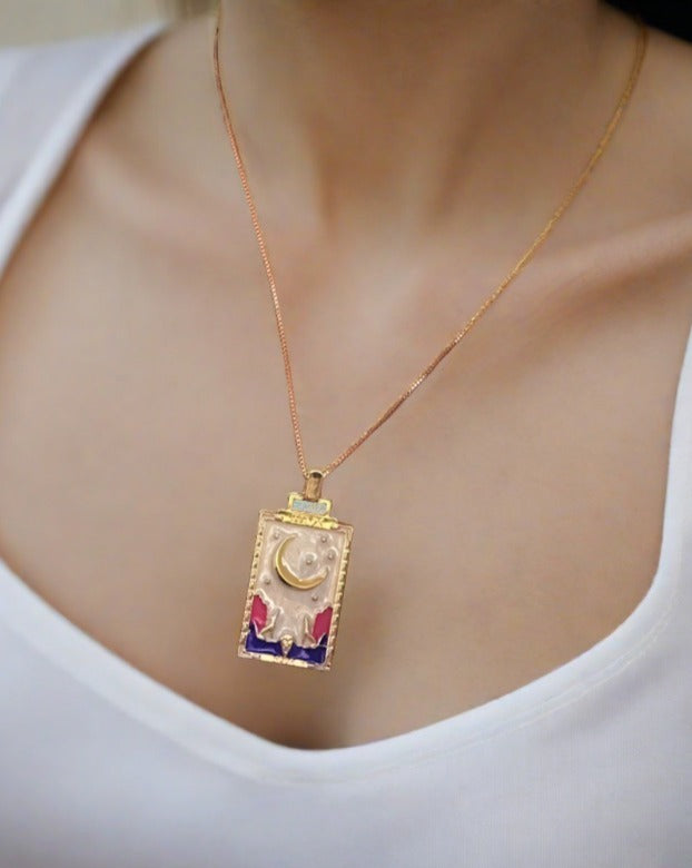 Square Tarot Cards Necklaces for Women