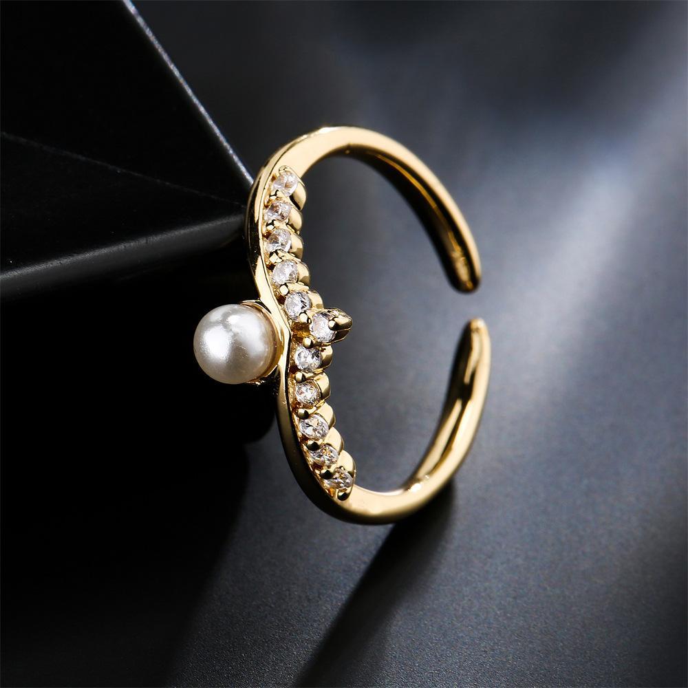 New Fashion Zircon Gold colour Geometric Open Ring