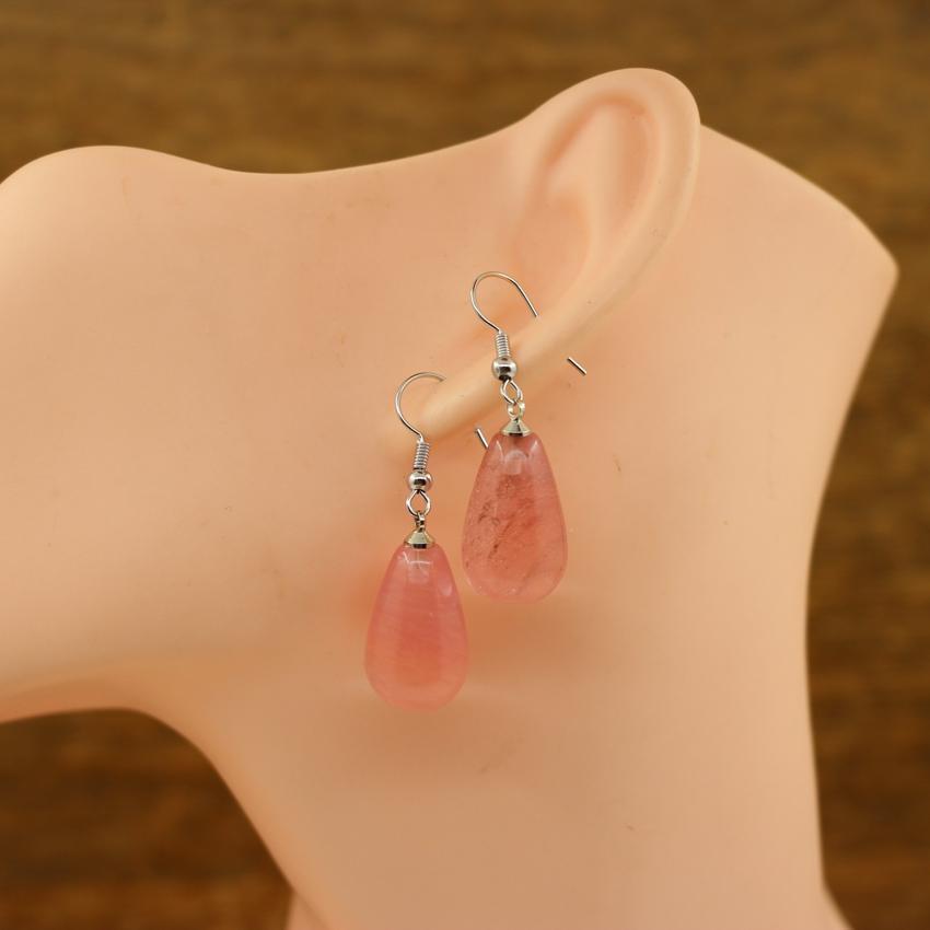 Natural Stone Quartz Tear Water Drop Hook Earring