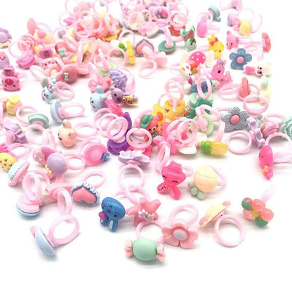 100Pcs Children's Candy Flower Animal Bow Shape Rings