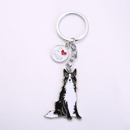 Multicolour Pet Dog Painted Zinc Alloy Keychain