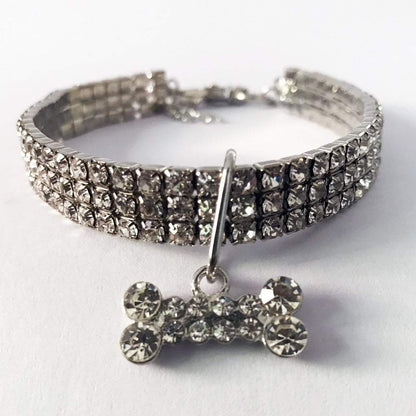 Pet Collars Rhinestone Elastic Pet Necklace Dog Chain